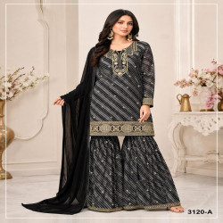 Women's Fox Georgette Embroidered Sharara Suit Set with Dupatta